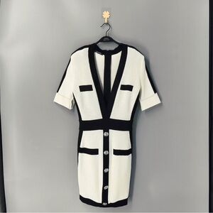 Authentic Balmain Black and White Knit Texture